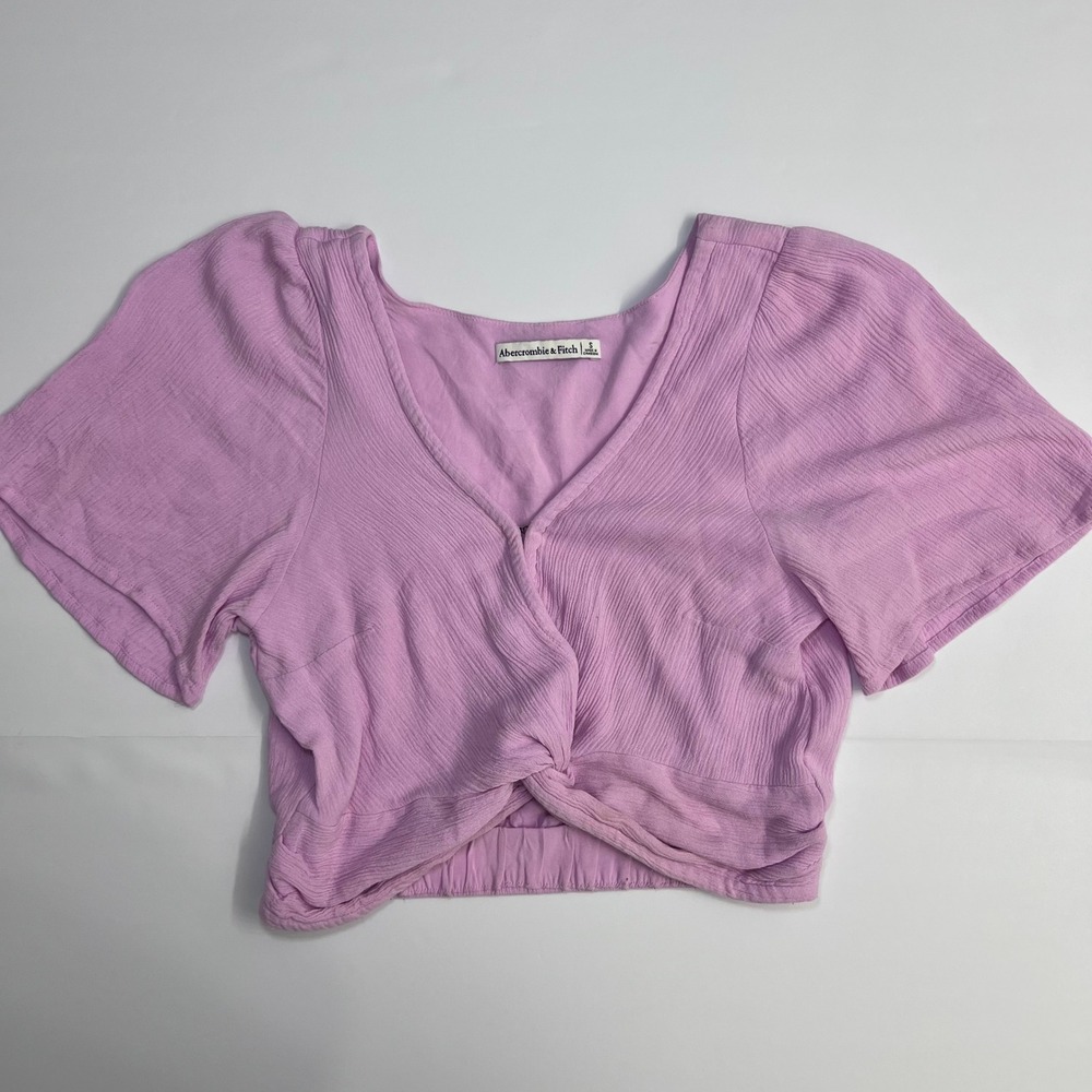 Abercrombie & Fitch Top Small Lavender Purple Front Twist V-Neck Cropped Blouse